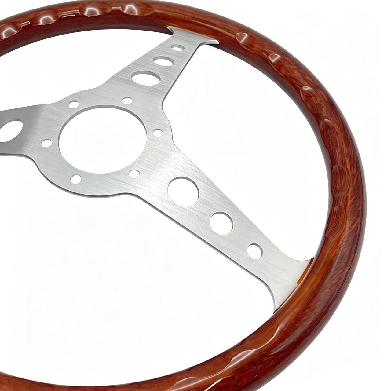 Momo Classic Retro Peach Wood Steering Wheel Modified for Competitive Racing, Universal 14inch Steering Wheel