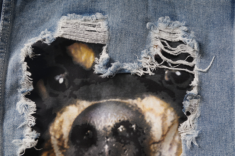 Men's Denim Jacket High Street Trendy Loose Fit Printed Patch_voghion.com