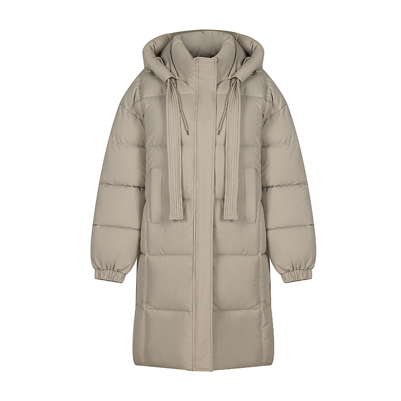 Capa de algodón de pluma, ropa de algodón de mujer gruesa, ropa de pan resistente al frío grande, larga y suelta, chaqueta de algodón de invierno sobre la rodilla image 5