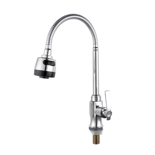 Huangchao zinc alloy vertical single cold water faucet high curved single cold 4-point column basin faucet washbasin faucet