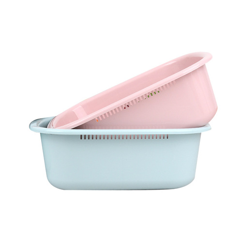 Plastic rectangular basin wash basin drain basin vegetable and fruit basin home dormitory baby face wash