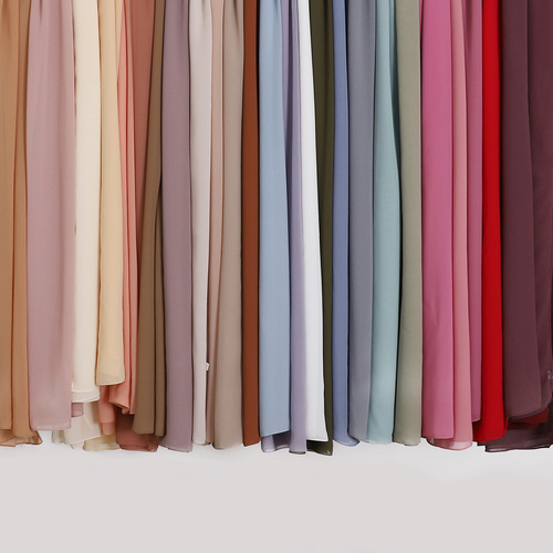Cross-border live streaming 75D pure color pearl chiffon long scarf Hui people's gauze scarf Middle East Africa headscarf Malaysia Indonesia hijab
