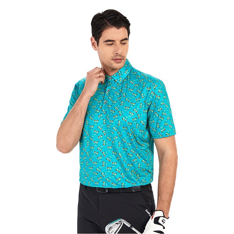 Trendy European and American Polo Shirts for Men, Short-Sleeved, High-End Men's Clothing, Export Business Casual Men's Ice Silk Printed Polo Shirts