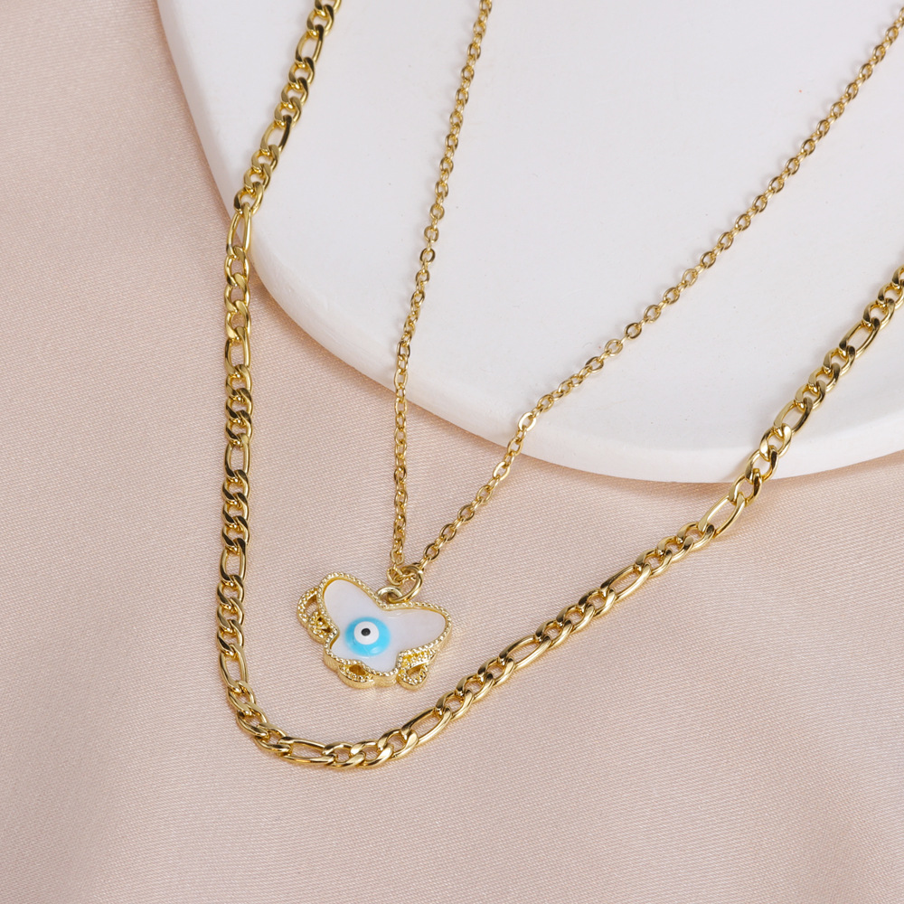 Fashion Butterfly Titanium Steel Plating Layered Necklaces 1 Piece