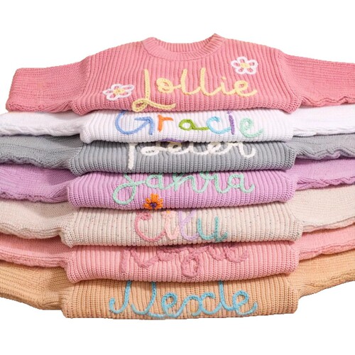 Etsy handmade sweater with name embroidery for children, exclusive category for independent station DIY.