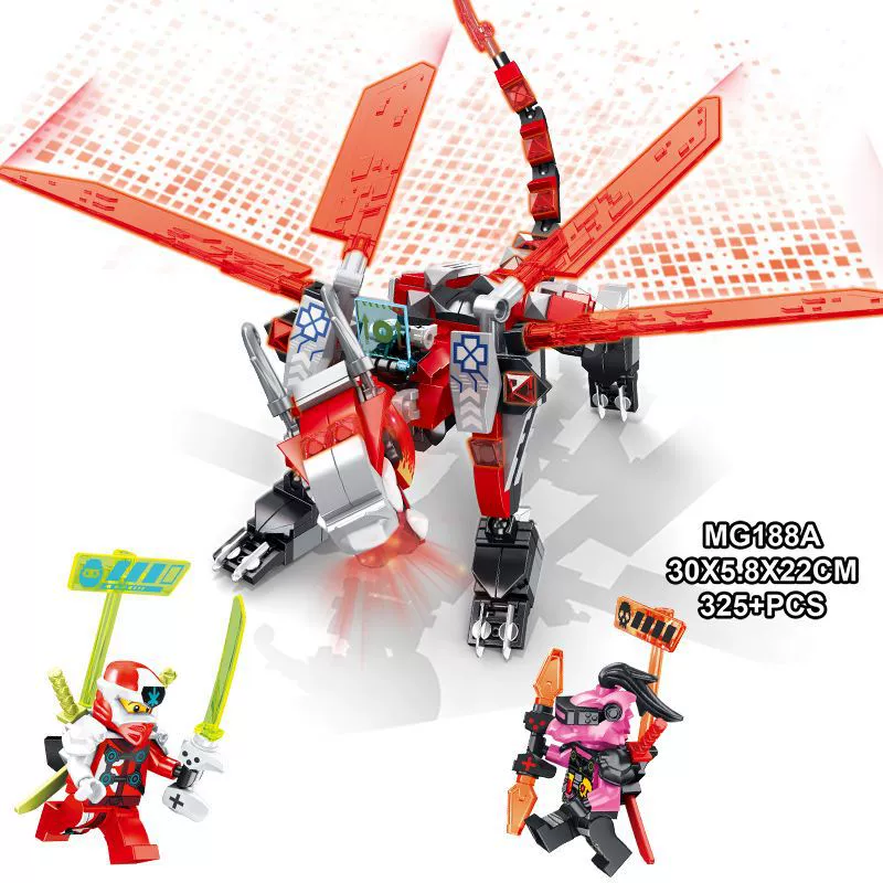 Toy for boys, plastic dragon battle, constructor, small particles