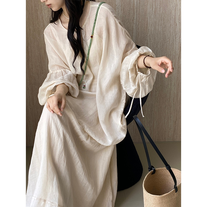 Jiangzuo 100 Ramie suit Women's High-end Casual Fashion Shirt Top Skirt Two-piece 6281