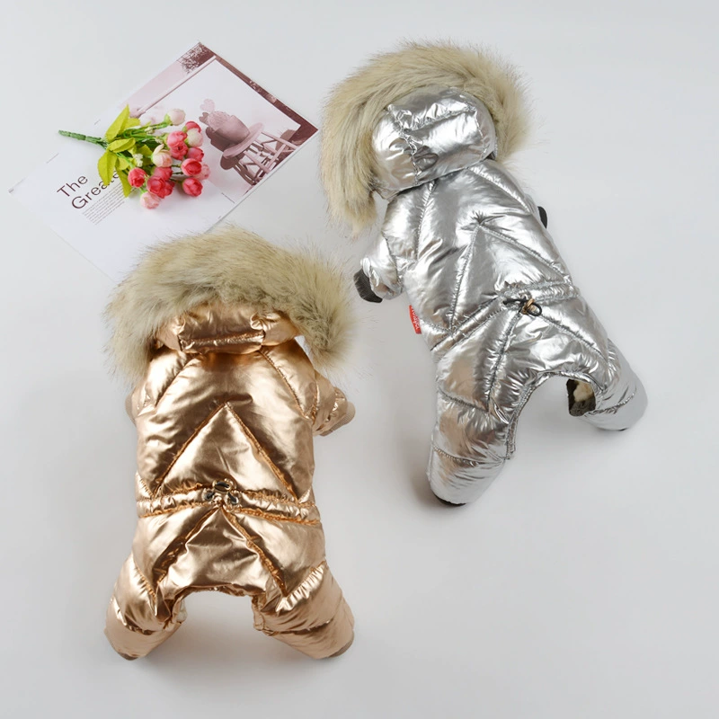 Одежда для собак Зимняя одежда с большим шерстяным воротником Бронзовая одежда Teddy Schanery Bo Meifadou Утепленная куртка для домашних животных на флисовой подкладке