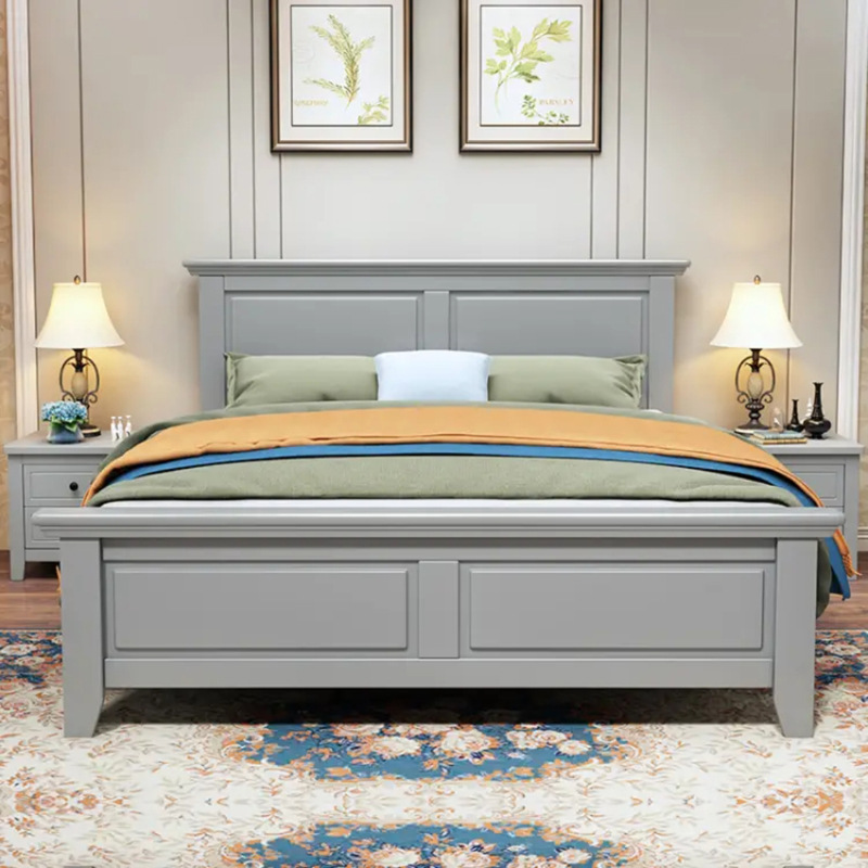 American solid wood bed 1.5 meters 1.8 m double bed modern minimalist bedroom drawer high box storage bed factory direct sales