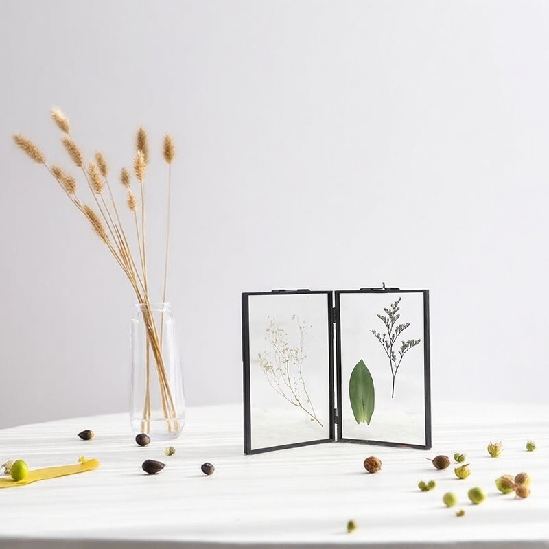 Nordic creative double-sided HD glass photo frame 6 7 8-inch photo frame folding golden photo painting album frame table