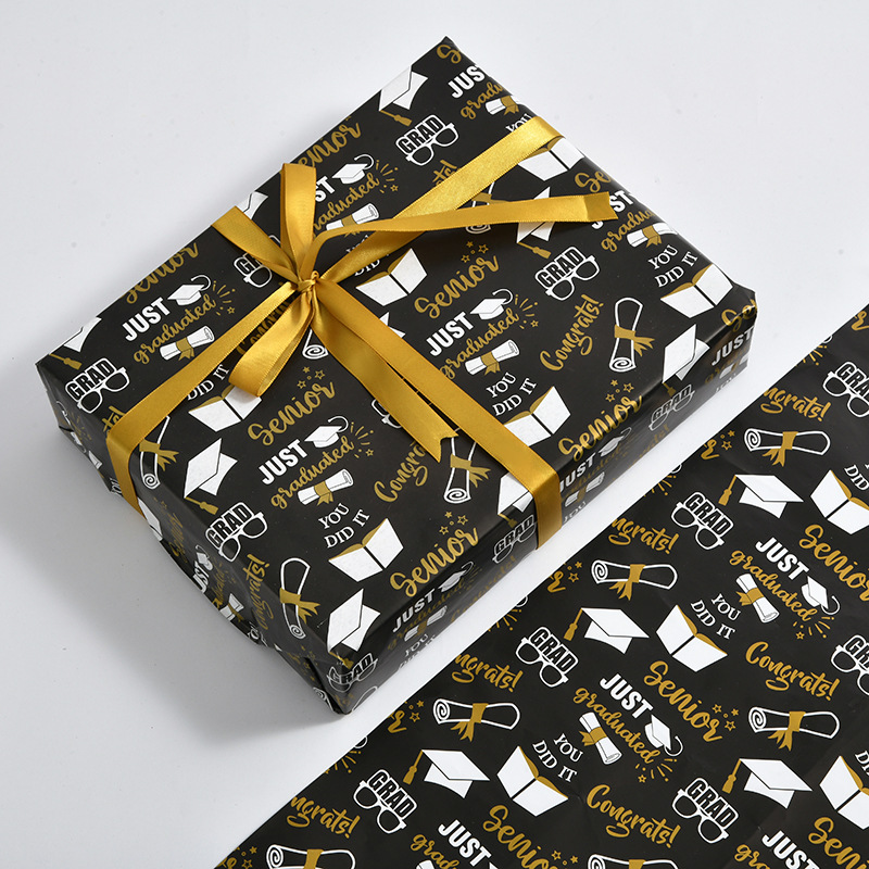 Nuevo papel de regalo al por mayor diseño simple temporada de apertura papel de regalo caja de regalo papel de embalaje de Graduación