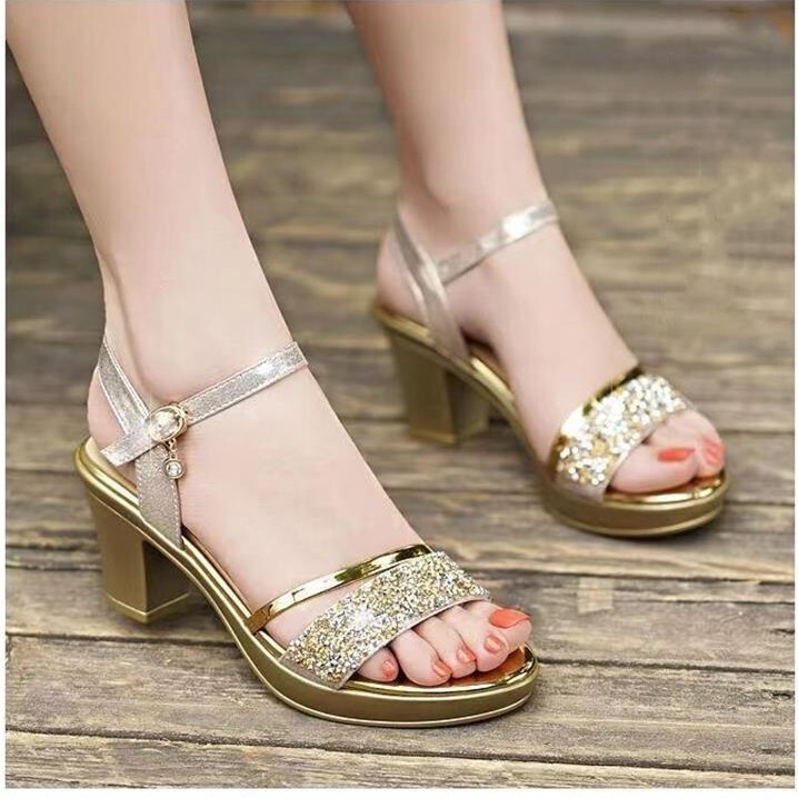 One-Strap Soft Leather Sandals for Women, Summer 2026 New Versatile Chunky High Heels, Open-Toe Outdoor Women's Shoes