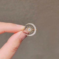Japanese exquisite workmanship women's light luxury niche moon sun adjustable index ring minimalist ins trendy fashion