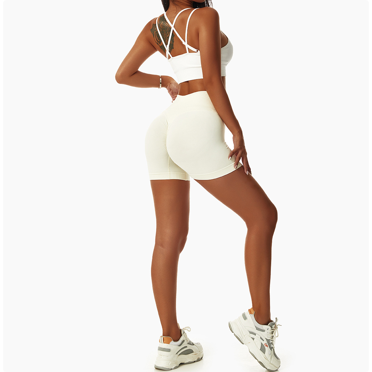 Sports Solid Color Cotton Blend Active Bottoms Shorts