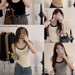 新款韓國東大門撞色背心百搭時尚內搭小吊帶運動小背心女打底背心