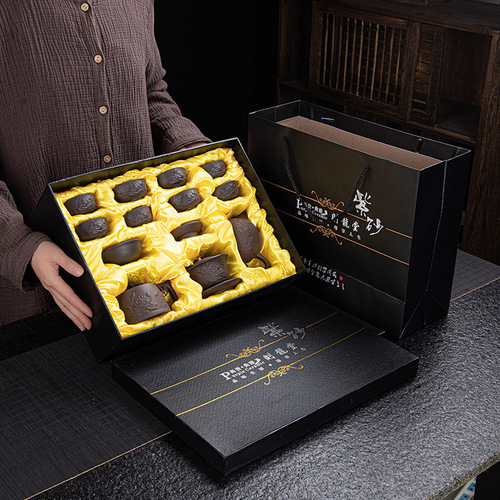 Ceramic high-end purple clay kung fu tea set gift box set Dehua purple clay pot teapot tea cup complete set wholesale custom logo