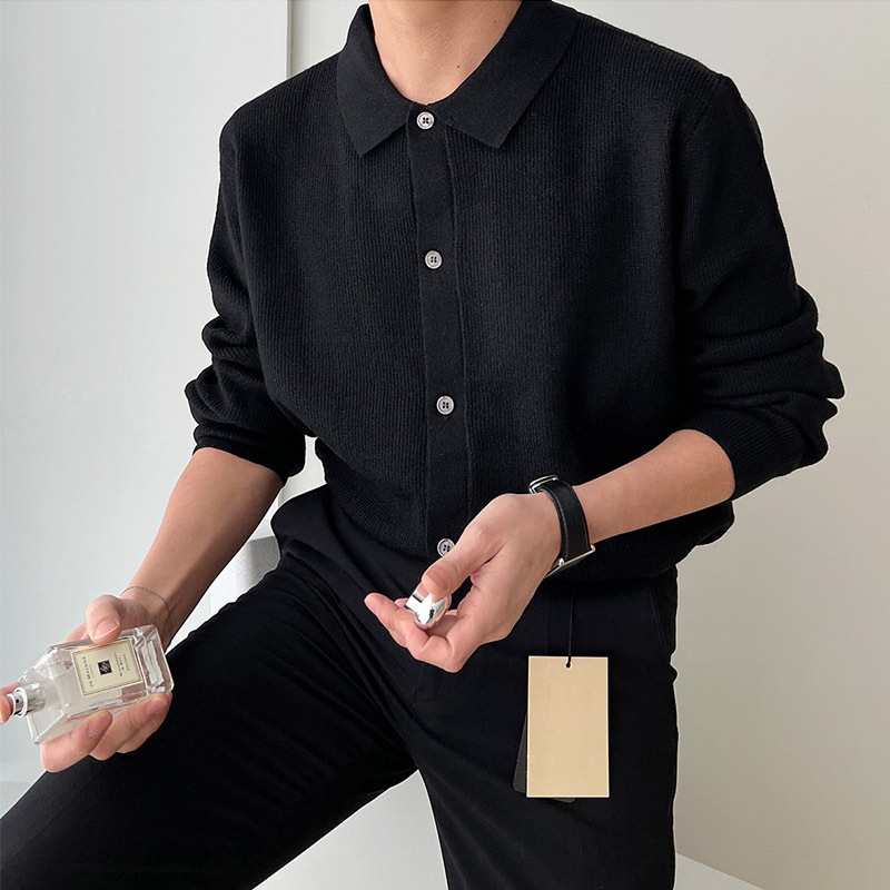 开衫男针织衫春秋季薄款潮牌痞帅百搭外套高级感休闲时尚翻领毛衣|undefined