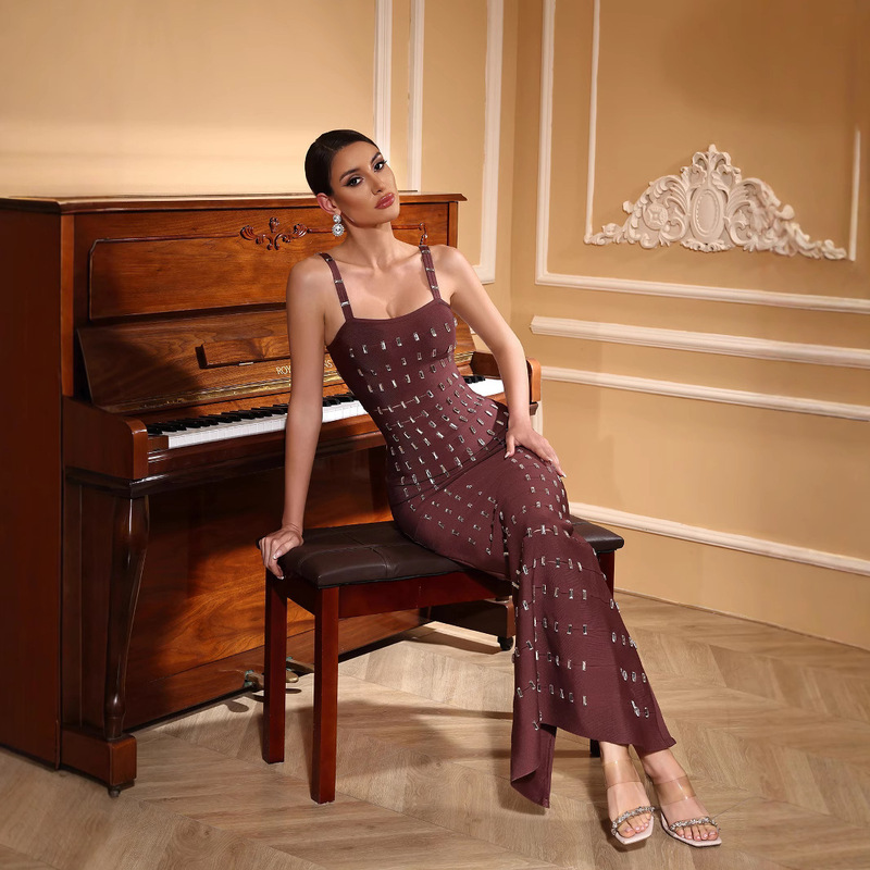 European and American Summer Bandages, Popular Suspender Splicing, Back Slit Three-Color Dress, Slim Fit, Cut Out, Breathable Beading European and American Summer Bandages, Popular Suspender Splicing, Back Slit Three-Color Dress, Slim Fit, Cut Out, Breathable Beading