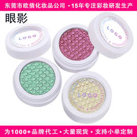 跨境无LOGO现货定制单色眼影细闪变色龙彩色亮片珠光眼影盘