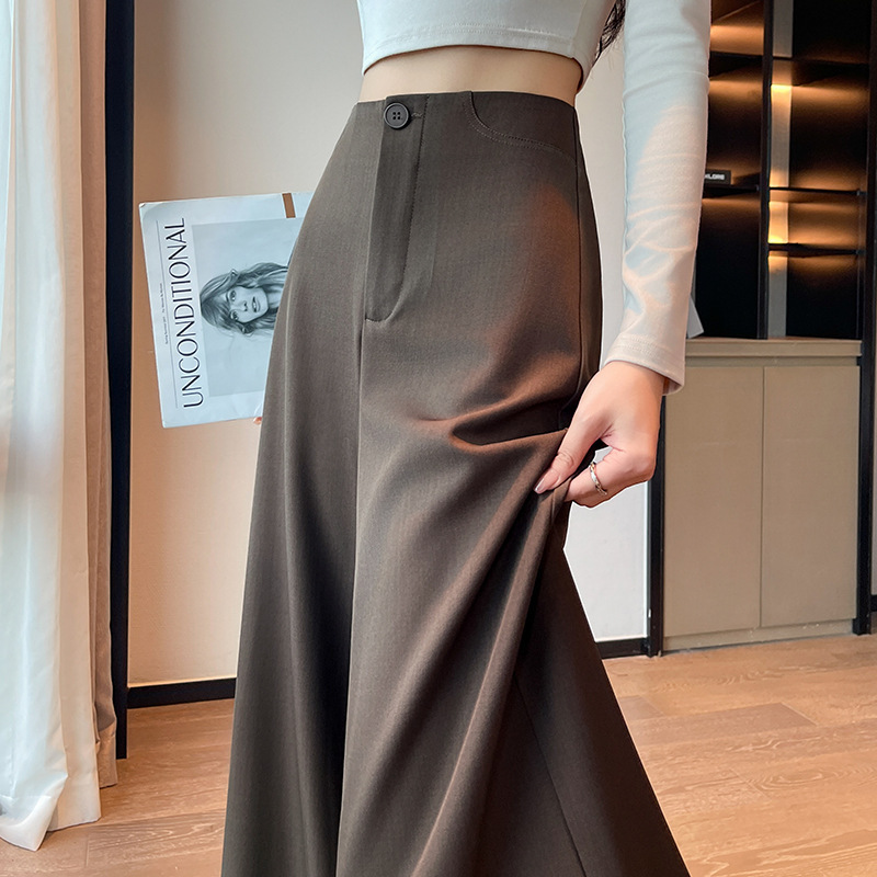 高级感阔腿西装裤女秋季2025新款高腰显瘦梨型身材垂感拖地裤裙|undefined