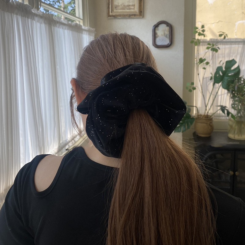 Francese retrò sottile flash oversize grasso velluto intestino crasso anello fiocco forcina molla fermaglio copricapo autunno e inverno nuovi accessori per capelli_voghion.com