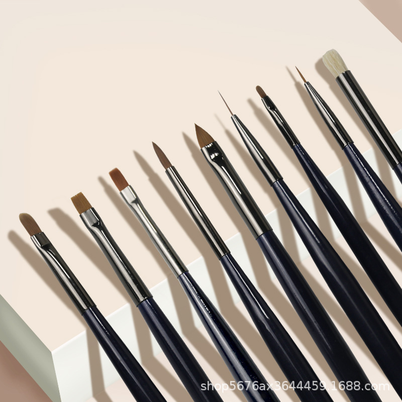 Nail Art Brush Tool Line Drawing Phototherapy Crystal Pen Carving Gradient Plaid Pen Small Chrysanthemum Nail Art Pen Fan-Shaped Dusting