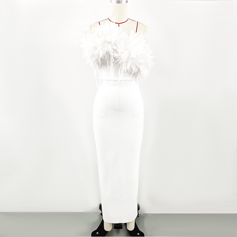 Comercio exterior transfronterizo ropa de mujer nuevo estilo estilo europeo y americano moda ropa de mujer flores grandes rojo de gama alta gran nombre vendaje vestido largo