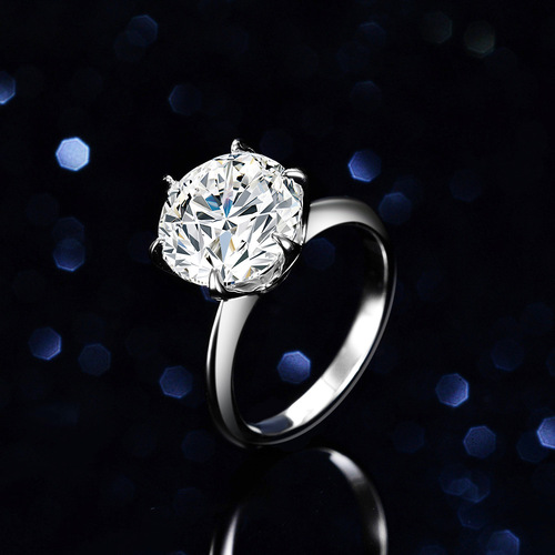 T Brand 6 Claw S925 Silver Ring with 5 Carat Moissanite, Women's Classic Dove Egg Engagement Ring