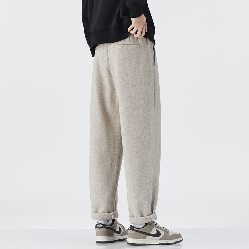 2025 nuevo otoño japonés vintage lana casual pantalones en forma de hombre sueltos estilo americano image 3