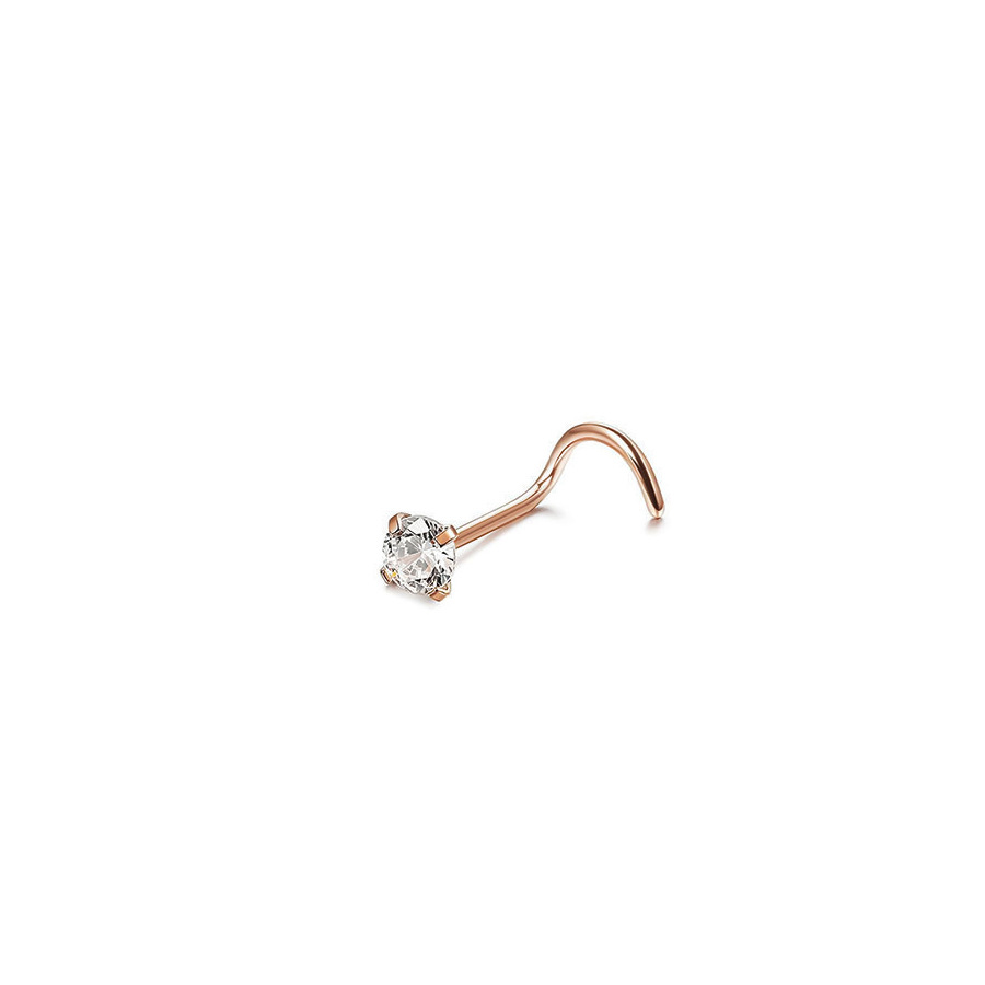 Piercing al naso a perno curvo in acciaio inossidabile 316L, rotondo, quadrato, con zircone, spessore 0,8 mm_voghion.com