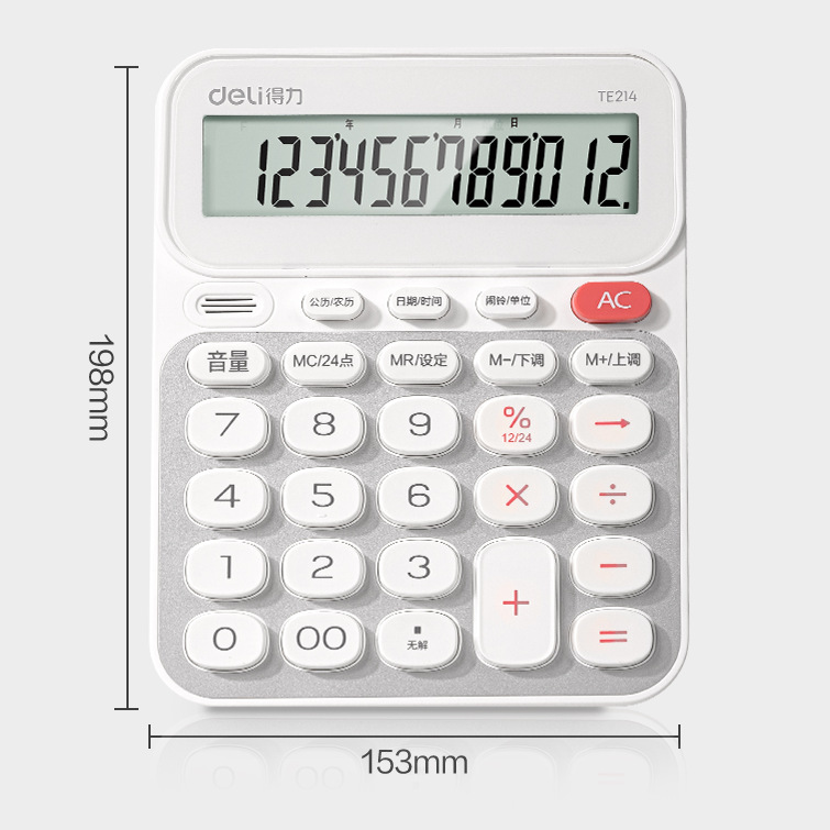 Calculadora de voz TE213 / TE214 Estudiantes para aprender oficina financiera Calculadora de 12 dígitos comúnmente utilizada