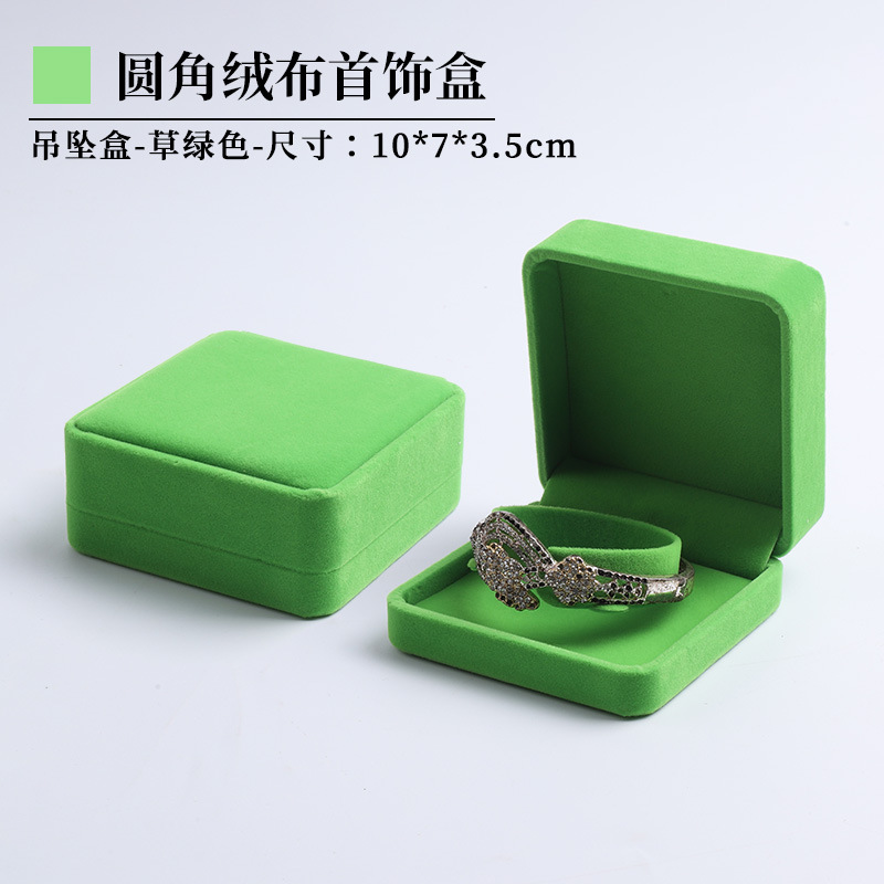 Frutas verdes personalizadas caja de joyería logotipo puede imprimir caja de embalaje de joyería revestida caja de colgante de pulsera de especificación completa