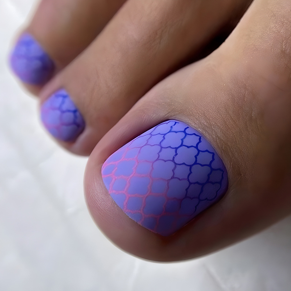 Azul rosa empalme esmerizado gradiente de uñas de pies blanquear temperamento de alto nivel de sensación de uñas falsas de pies usar uñas de pie venta caliente transfronteriza