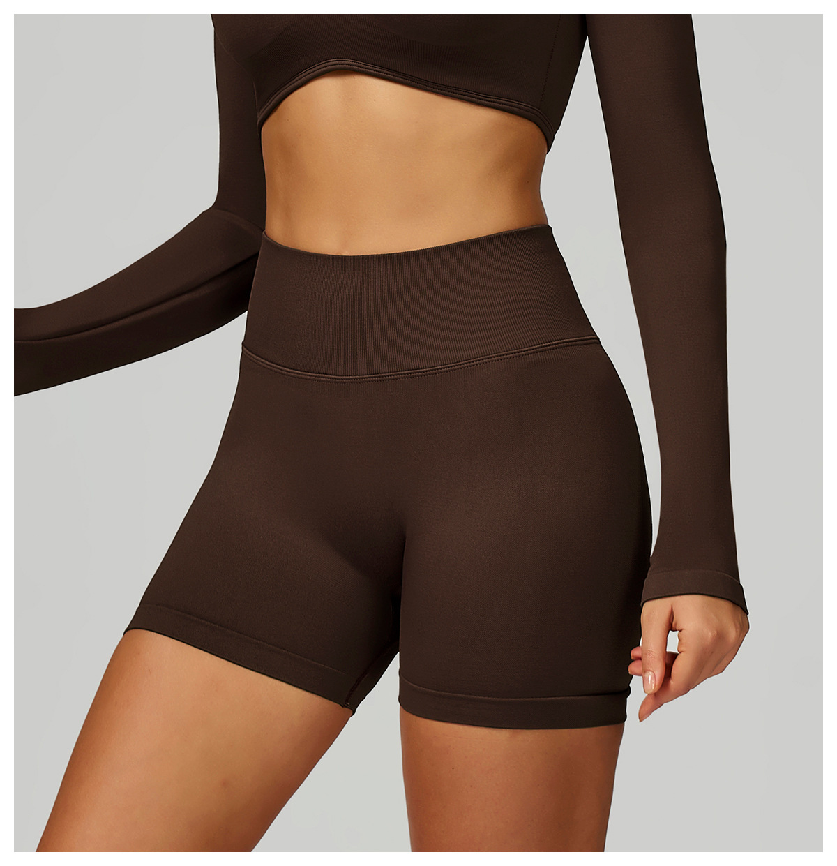 Women's Clothing High-Waisted Seamless Yoga Shorts For Women Tight Fitting Sports Running Fitness Wear With Contrasting Trim European American Style_ecoleips.com