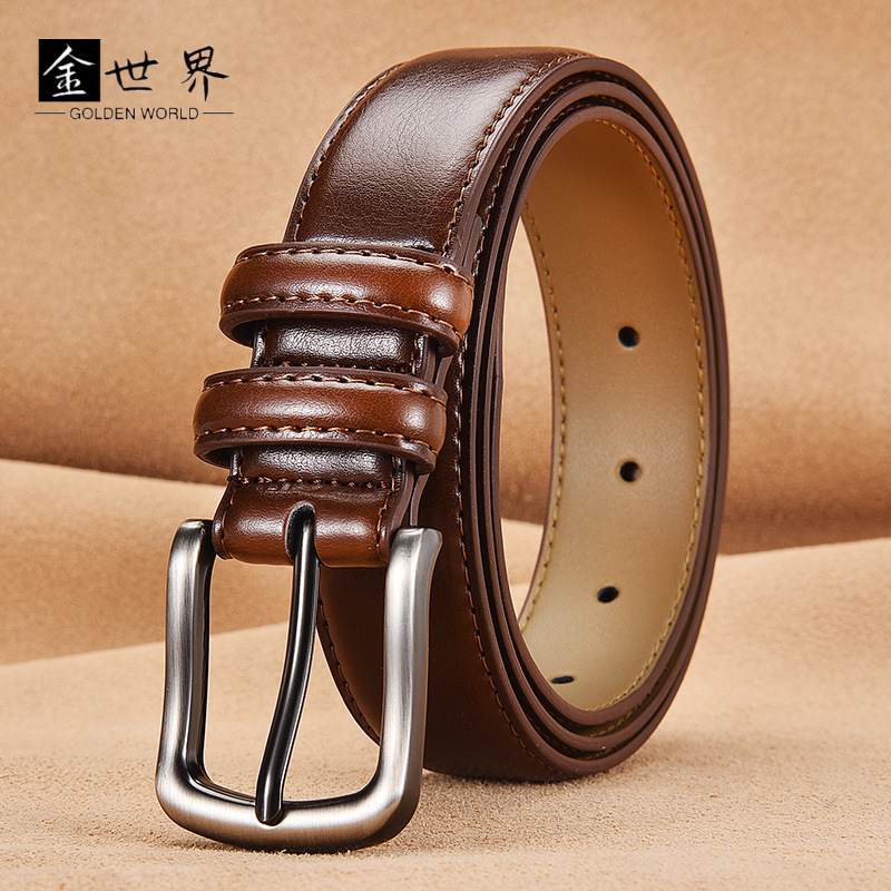 Cross-border Foreign Trade Explosions Men's Leather Belt Business Men's Leather Casual Pin Buckle Belt Embossed LOGO Belt