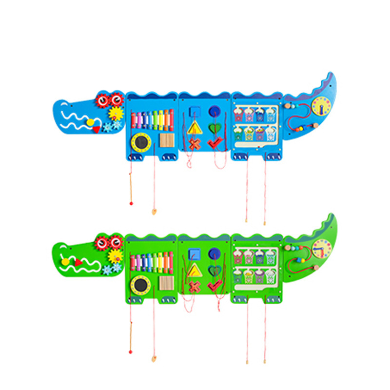 木製幼稚園ワニ壁パネルパズル装飾おもちゃ子供の早期教育教育多機能ゲームおもちゃ|undefined
