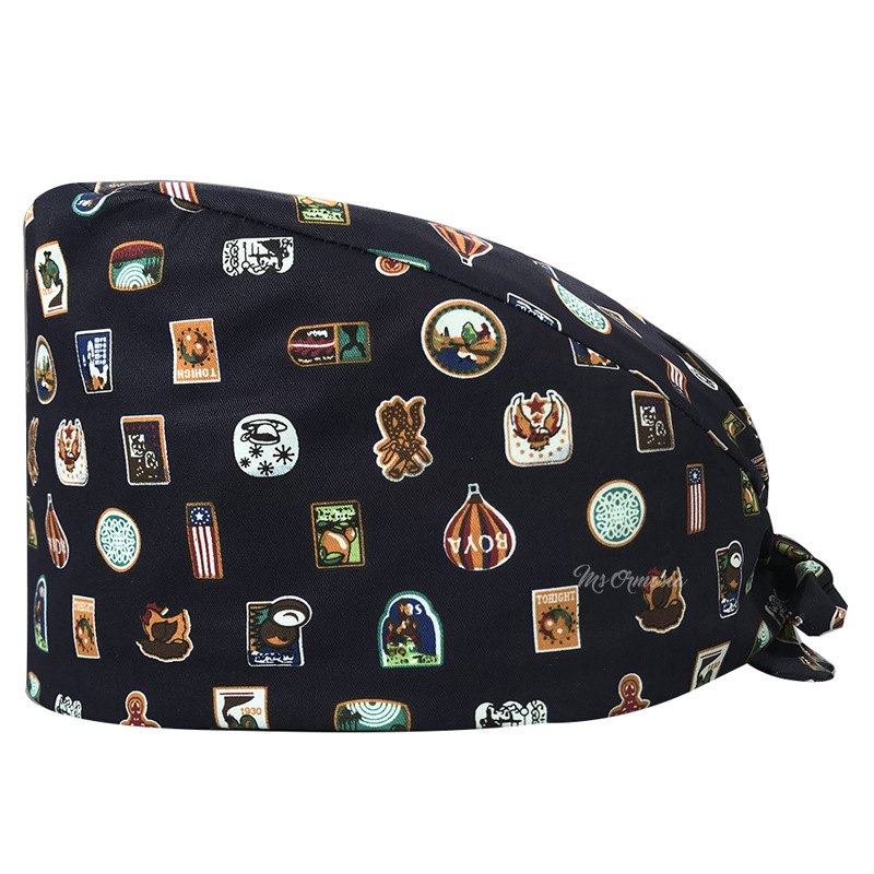 Venta caliente de Europa y América Mickey casquillo de la enfermera médico tapa de impresión de algodón puro sombrero de trabajo de exportación de comercio exterior en la acción al por mayor