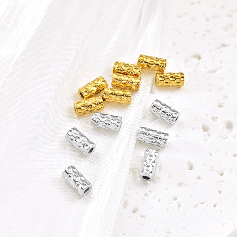 Precision-Crafted Stainless Steel Cylindrical Long Lava Pit Spacer Beads DIY Jewelry Accessories Vacuum Gold-Plated Components Precision-Crafted Stainless Steel Cylindrical Long Lava Pit Spacer Beads DIY Jewelry Accessories Vacuum Gold-Plated Components