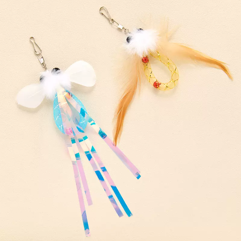 水貂毛替换头宠物玩具猫猫玩具带流苏凤尾水貂毛制作逗猫棒替换头