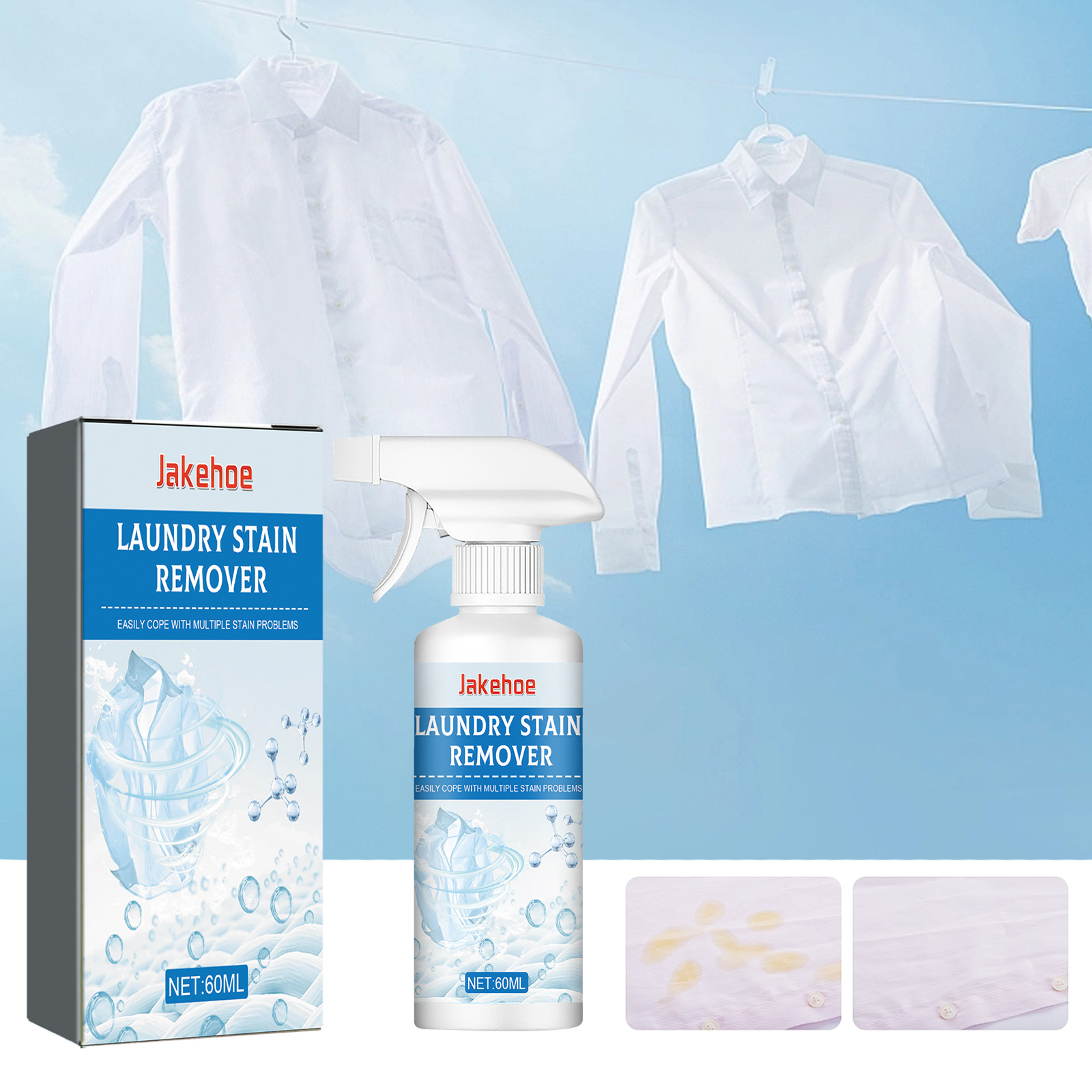 Jakehoe Clothes Cleaner: Clothes Cleaning and Stain Removal, Removes Stubborn Stains, Oil Stains, and Yellowing, Dry Cleaning Agent
