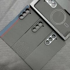 新しいケブラーに適したサムスン zfold6 超薄型携帯電話ケースアラミド繊維素材ハードシェル波状パターン