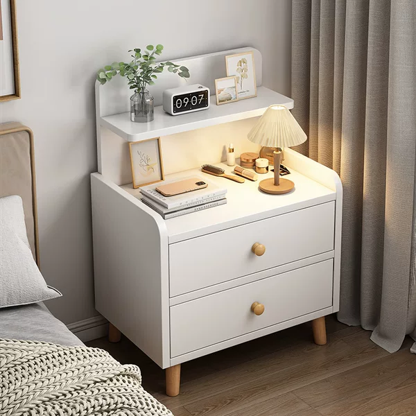 Light Luxury Bedside Table, Simple Modern Bedroom Bedside Small Bedside Storage Rack, Rental House Storage Cabinet