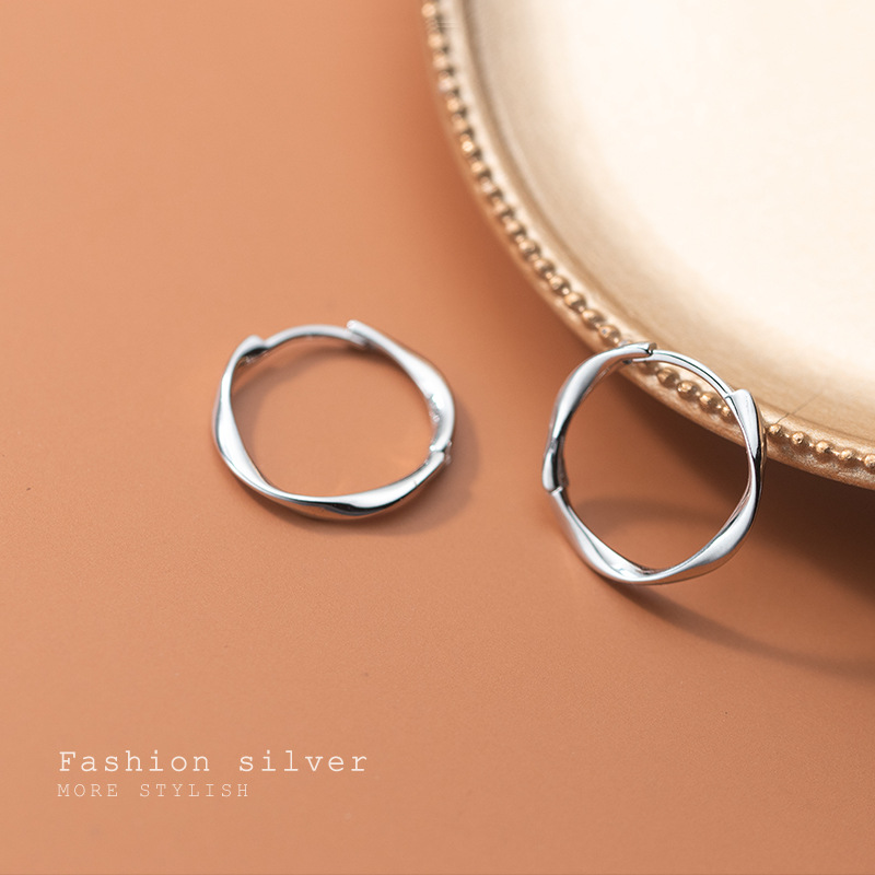Eloch s925 plata coreana simple giratoria torsión perilla pequeña atmósfera fresca línea espiral perilla G9314