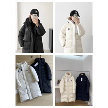 现现货2025冬季MLB羽绒服刺绣加长款过膝连帽加厚防寒保暖外套