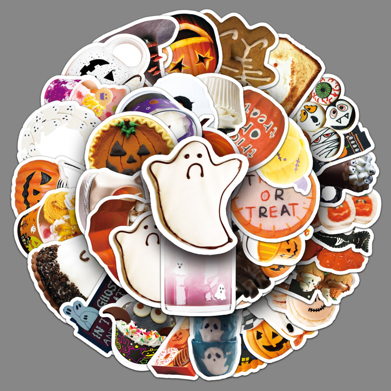 50张万圣节贴纸ins风跨境节日热卖Halloween南瓜防水装饰手帐贴纸|undefined