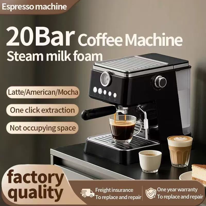 Cross-Border Dropshipping Touch-Screen Pump-Type American Coffee Machine with Steam Milk Frother, Semi-Automatic Espresso Machine Cross-Border Dropshipping Touch-Screen Pump-Type American Coffee Machine with Steam Milk Frother, Semi-Automatic Espresso Machine