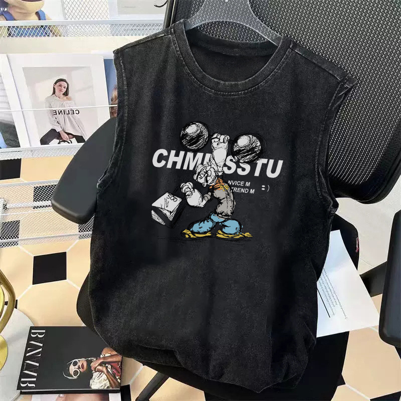 워시드 블랙 [카툰맨 조끼]