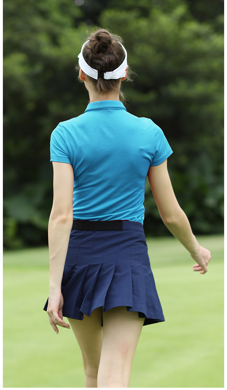 Áo thun golf nữ ngắn tay thể thao thoáng khí — YF442-màu xanh đậm, YF442-màu đỏ, YF444-màu đỏ hoa hồng, YF442-Đen chi tiết 6