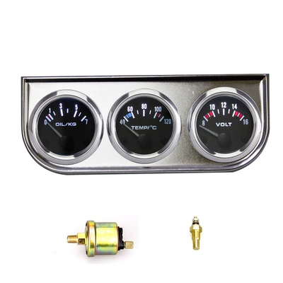 2 düym 52MM Avtomobil Su Temperaturu, Voltaj, Yağ Təzyiqi Üçlü Ölçən