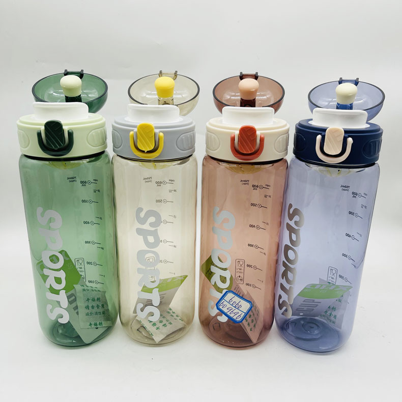 Xinbeidi espacio Copa Deportes Fitness Montañismo taza de plástico con escala hombres y mujeres estudiante taza de plástico con filtro